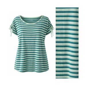 Talbots Striped Cap Sleeve Top Teal and Silver XL